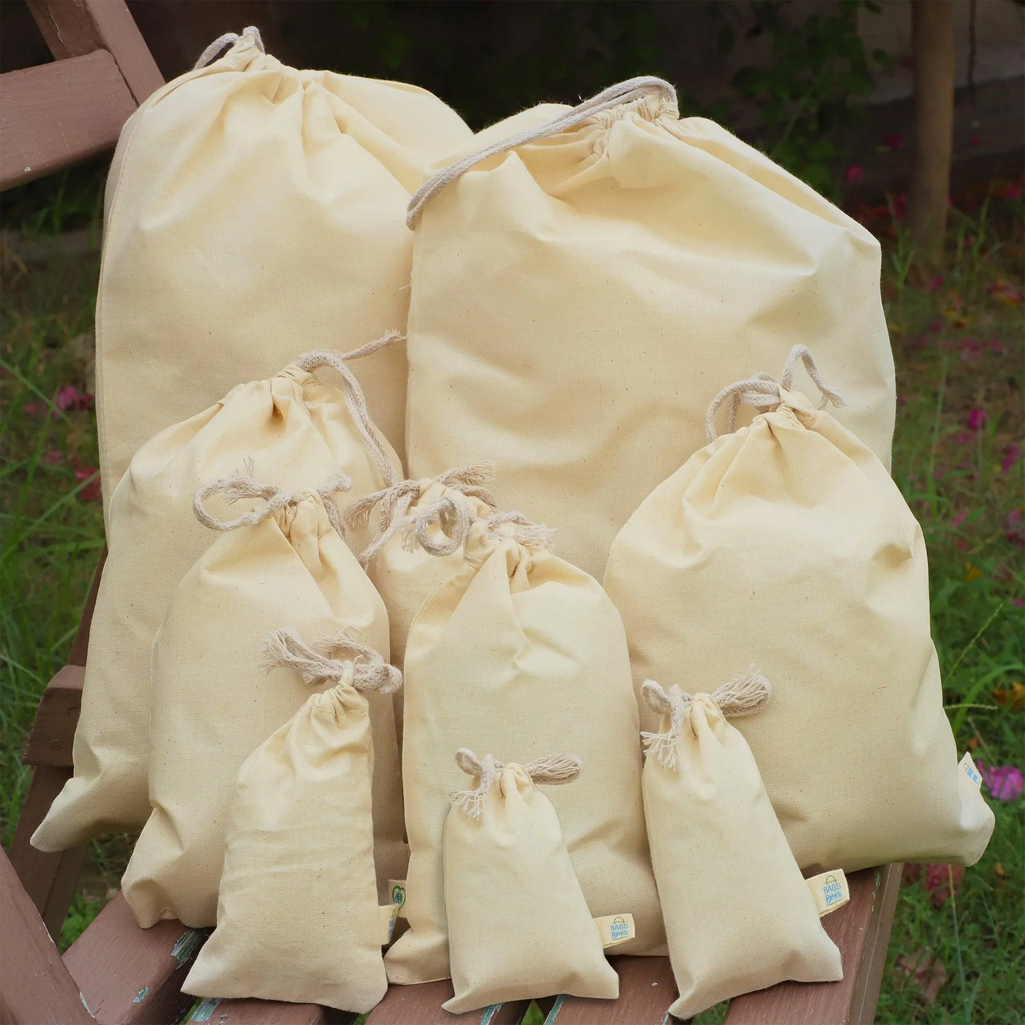 18X20 inches Single 100% Cotton Muslin Drawstring Bags