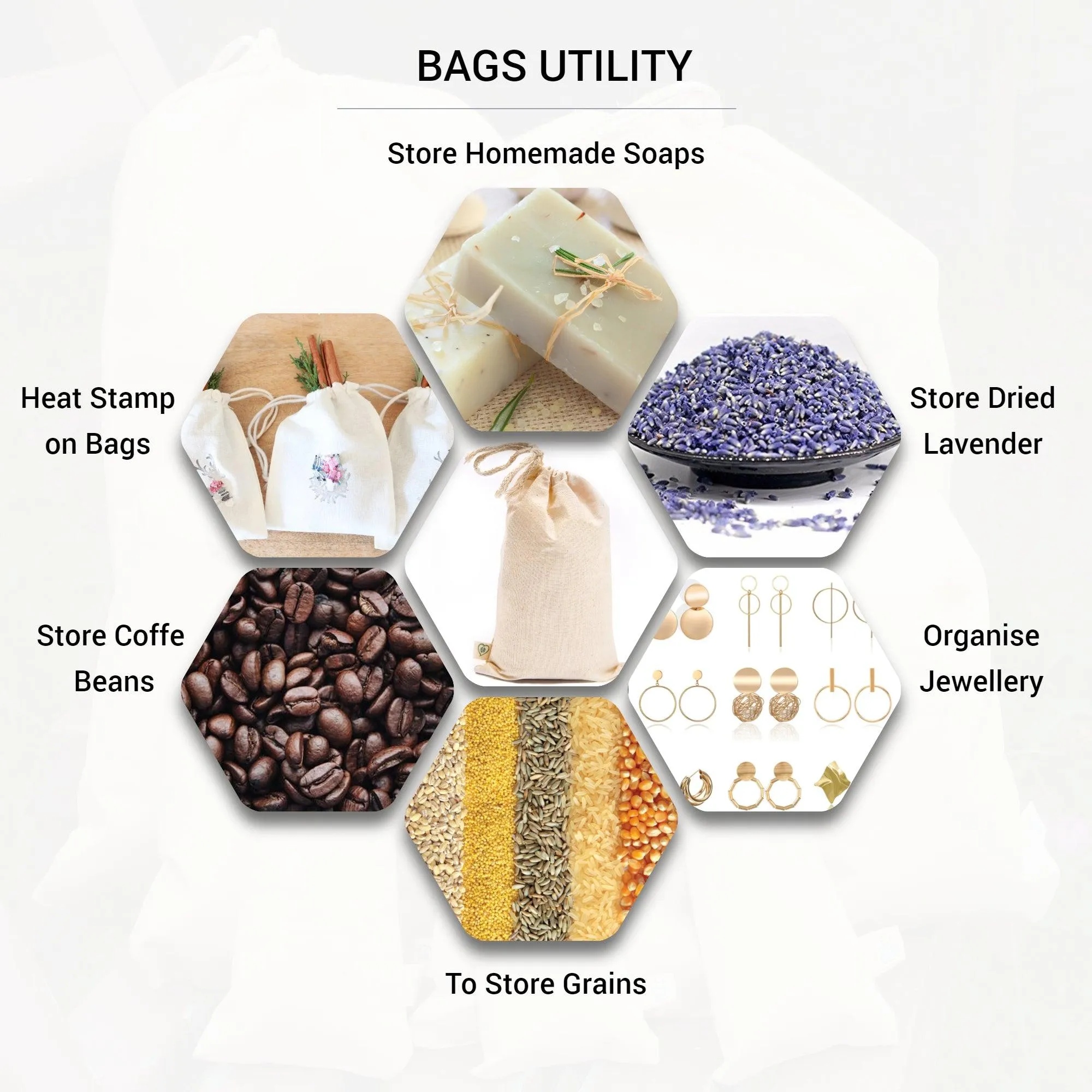 18X20 inches Single 100% Cotton Muslin Drawstring Bags