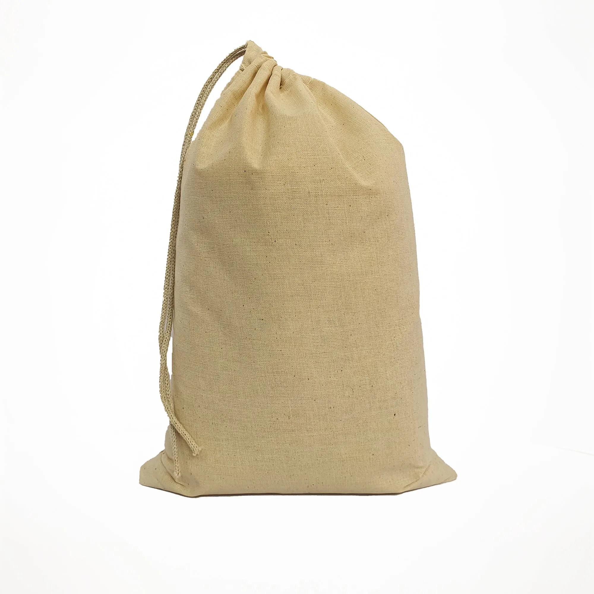 18X20 inches Single 100% Cotton Muslin Drawstring Bags