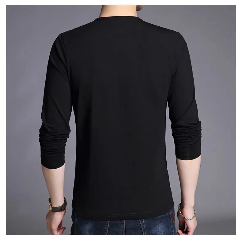 2019 Mercerized Cotton New Fashion Brand T Shirts Print Street Wear Tops Top Grade Korean Long Sleeve  T-Shirt For Men Clothes