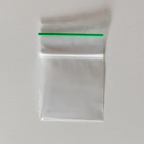 2" x 2" x 2 mil XX-Small Clear Landfill-Biodegradable Plastic Ziplock Bags with Resealable Zipper, Green Line (Pack of 100)