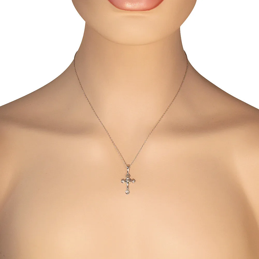 925 Sterling Silver Religious Cross Classic Crucifix Pendant Necklace
