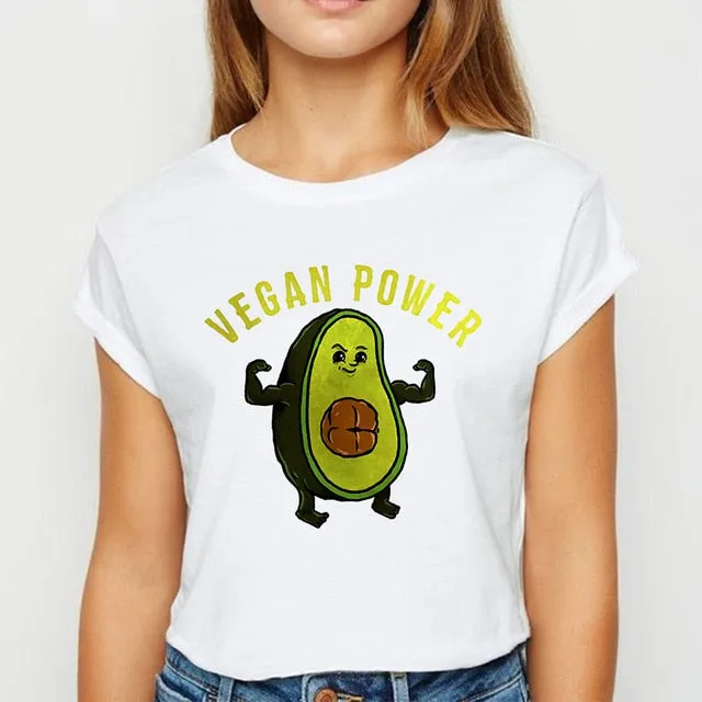 Avocado And Banana T-shirts Kawaii Spring Summer vestidos T shirt Women Prevalent Easy Matching Women's shirt O-Collar Tshirt