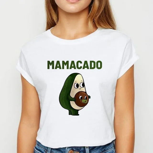 Avocado And Banana T-shirts Kawaii Spring Summer vestidos T shirt Women Prevalent Easy Matching Women's shirt O-Collar Tshirt
