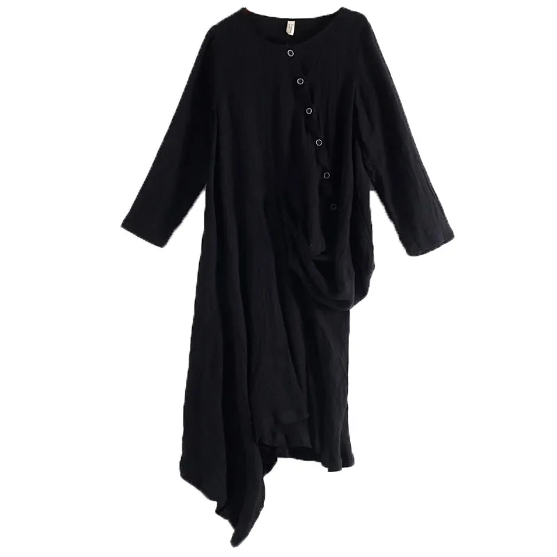 Black casual summer Women Dresses long women dresses Button DesignAMT962312