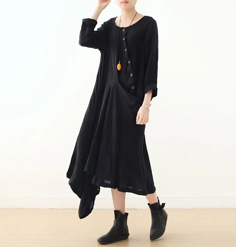 Black casual summer Women Dresses long women dresses Button DesignAMT962312