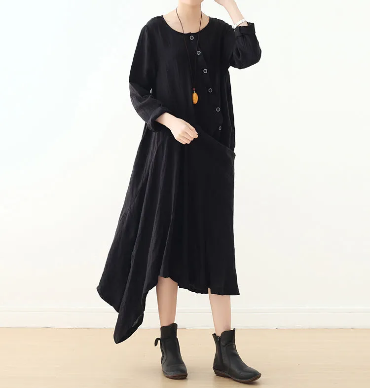Black casual summer Women Dresses long women dresses Button DesignAMT962312