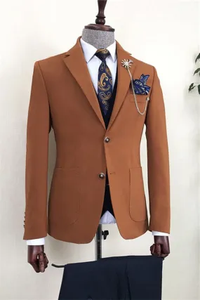 Brown Single Breasted Notched Lapel Business Suits Men Two Pieces Tuxedos Formal Suits