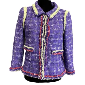 CHANEL - 2006 Purple Tweed Blazer - 5 'CHANEL' Buttons - 2 Pockets - 38 US 6