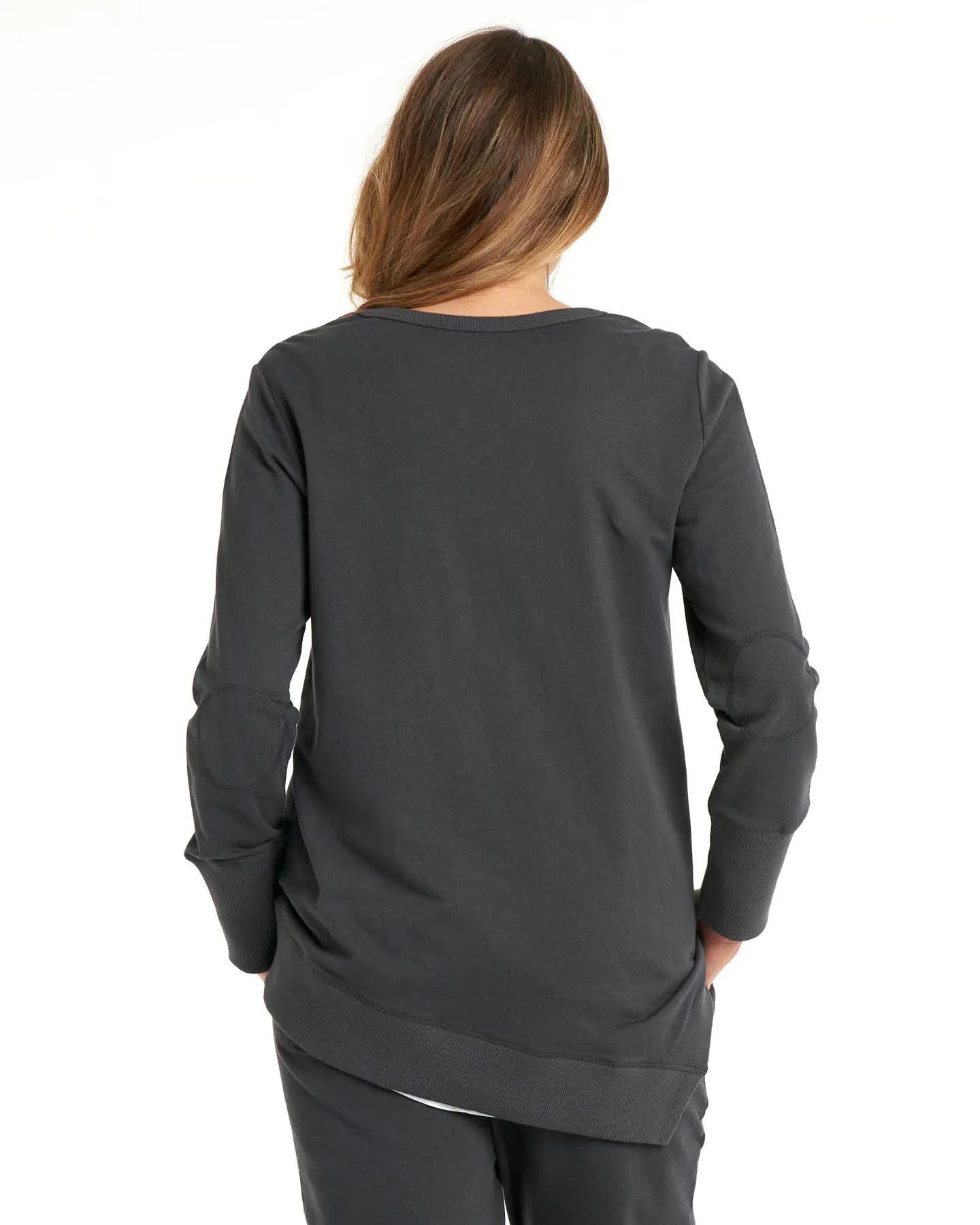 Dolly Round Neck Relaxed Basic Sweater - Gunmetal