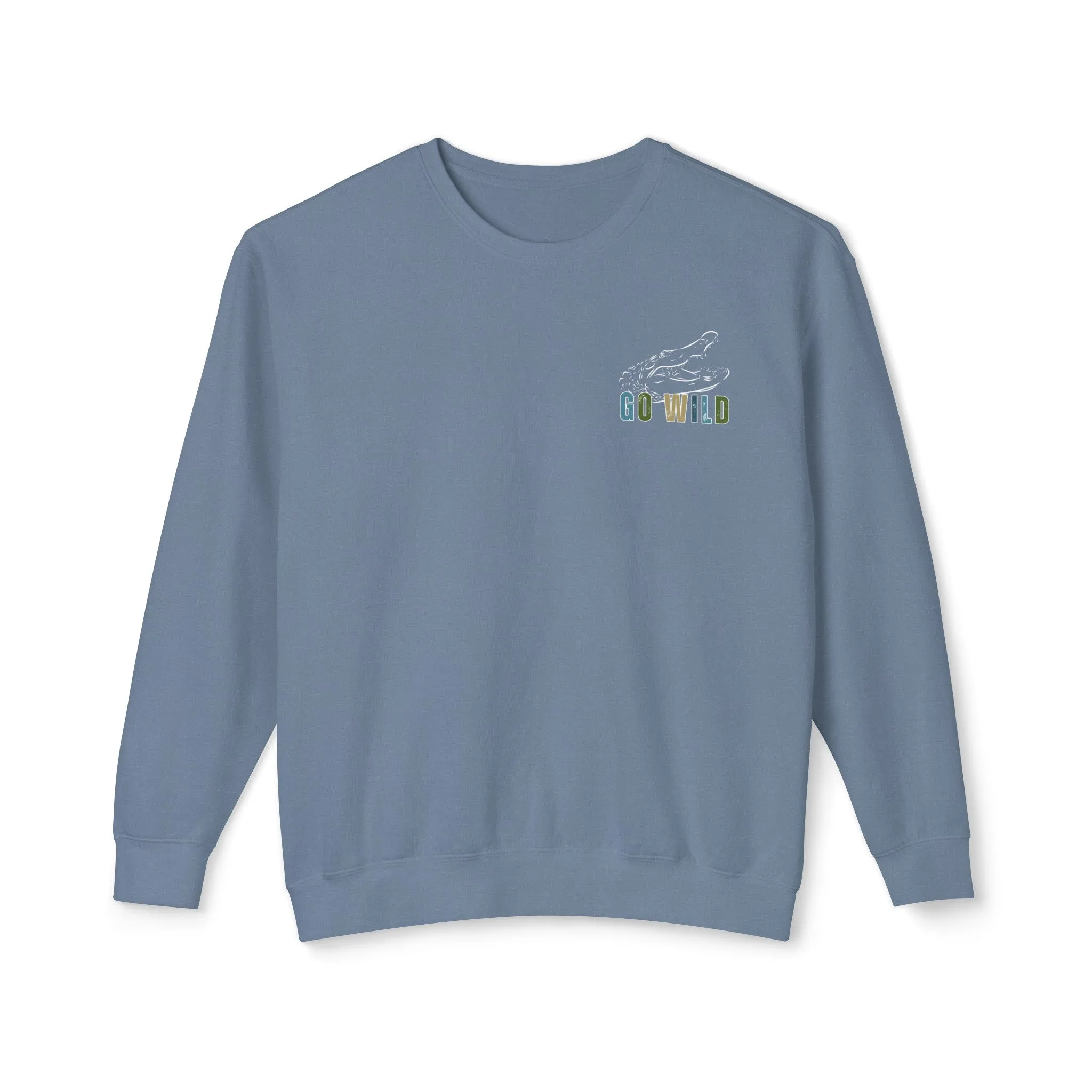 Eddy and Rita Men's Comfort Lightweight Crewneck Sweatshirt - "Go Wild" Alligator Graphic
