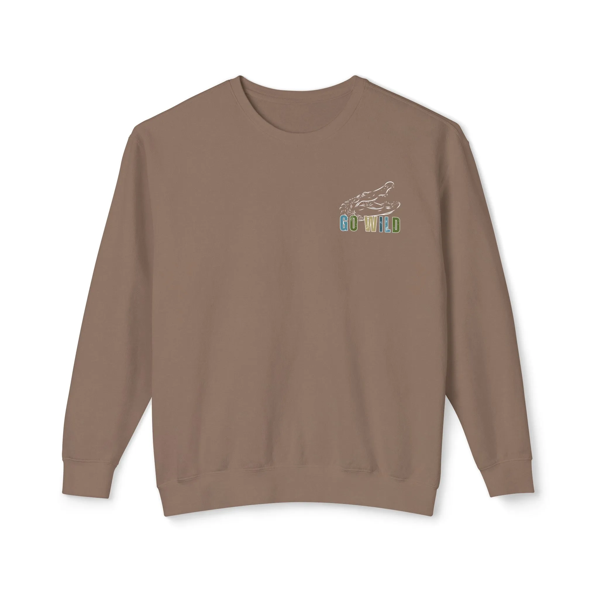 Eddy and Rita Men's Comfort Lightweight Crewneck Sweatshirt - "Go Wild" Alligator Graphic