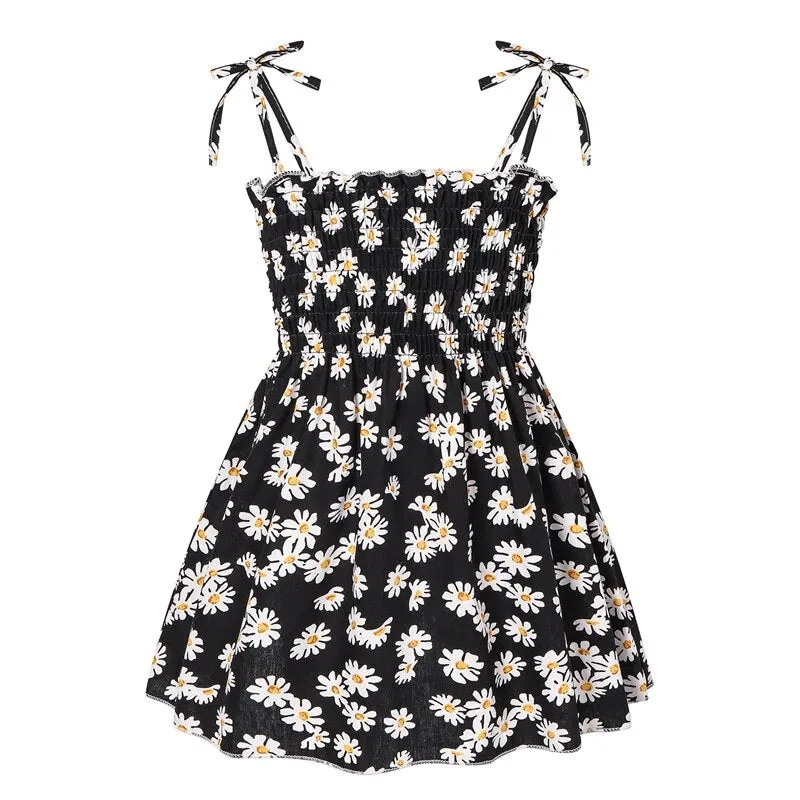 Girls Sleeveless Flower Sundress Summer Beach Strap Princess Dress Cotton Children Clothes girls Casual Dresses