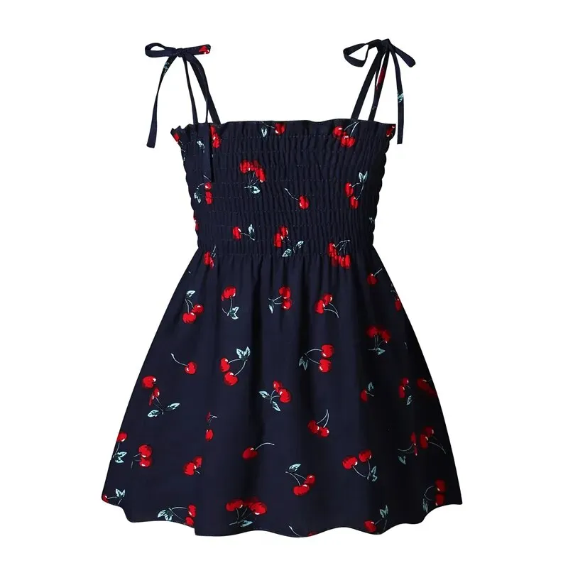 Girls Sleeveless Flower Sundress Summer Beach Strap Princess Dress Cotton Children Clothes girls Casual Dresses