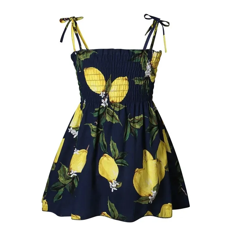 Girls Sleeveless Flower Sundress Summer Beach Strap Princess Dress Cotton Children Clothes girls Casual Dresses