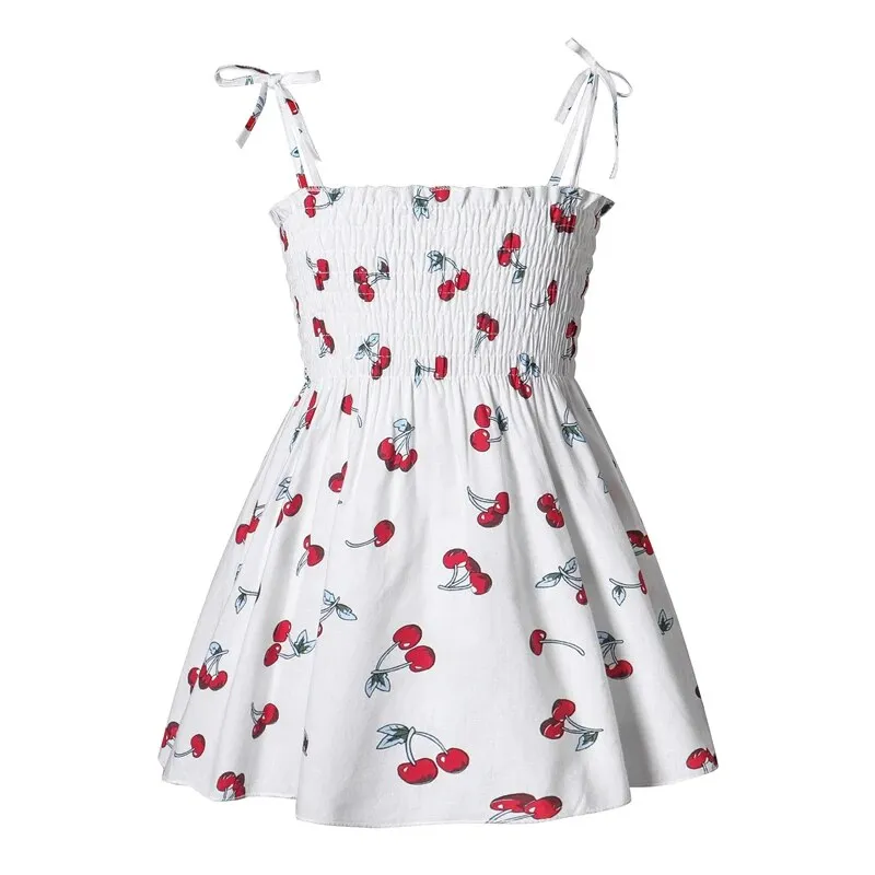 Girls Sleeveless Flower Sundress Summer Beach Strap Princess Dress Cotton Children Clothes girls Casual Dresses
