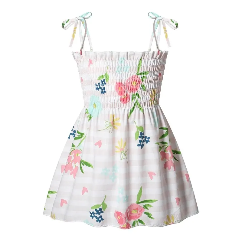 Girls Sleeveless Flower Sundress Summer Beach Strap Princess Dress Cotton Children Clothes girls Casual Dresses
