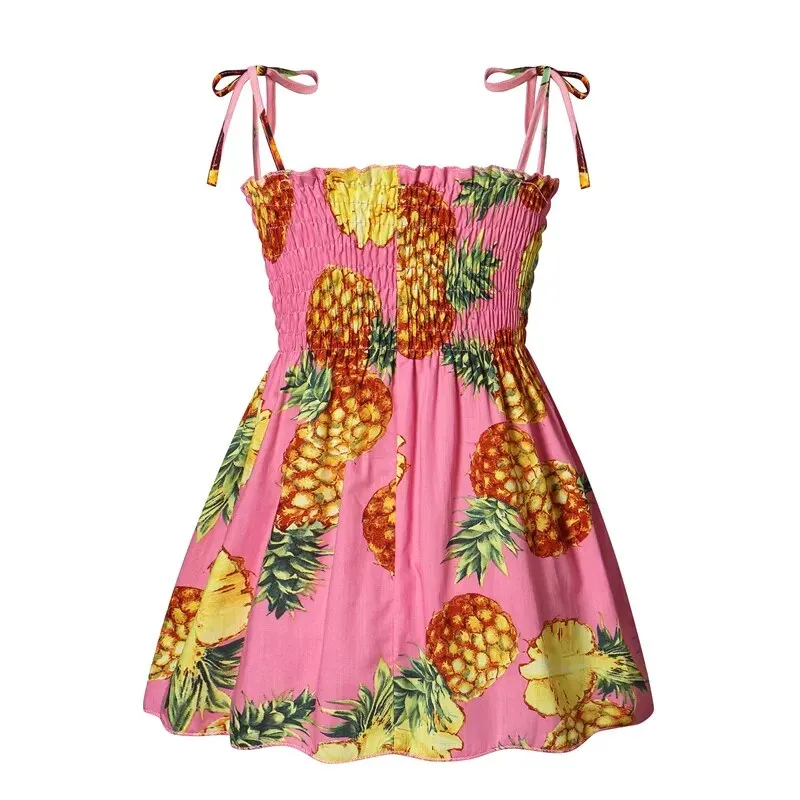 Girls Sleeveless Flower Sundress Summer Beach Strap Princess Dress Cotton Children Clothes girls Casual Dresses