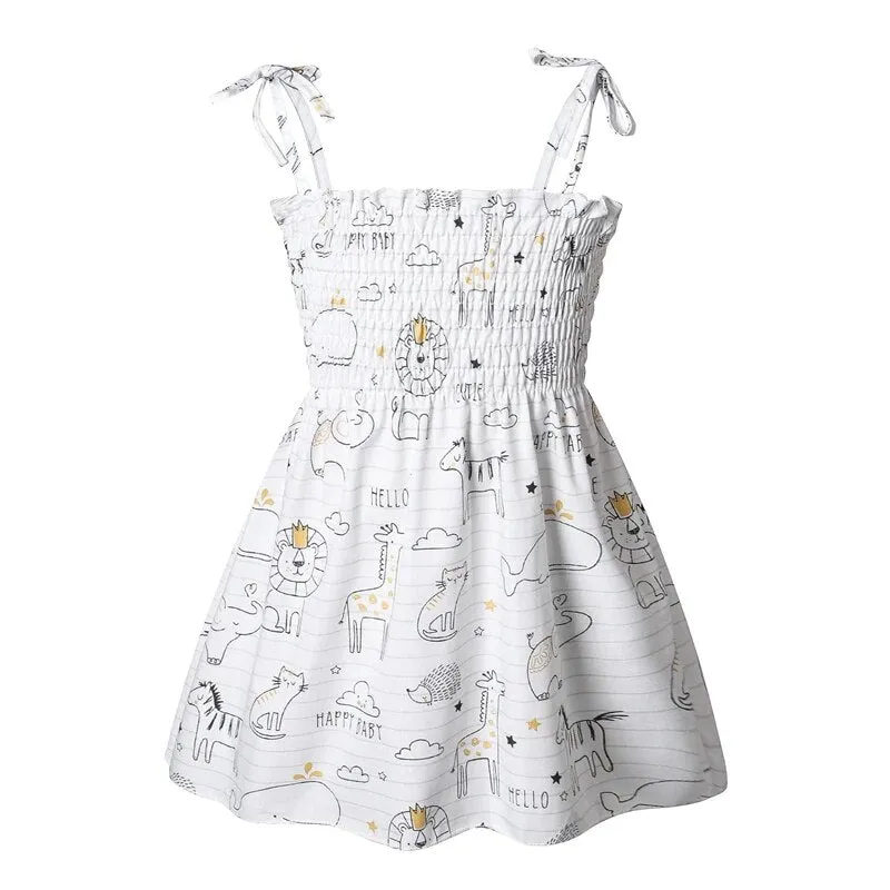 Girls Sleeveless Flower Sundress Summer Beach Strap Princess Dress Cotton Children Clothes girls Casual Dresses