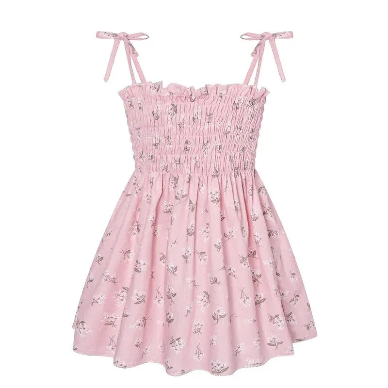 Girls Sleeveless Flower Sundress Summer Beach Strap Princess Dress Cotton Children Clothes girls Casual Dresses