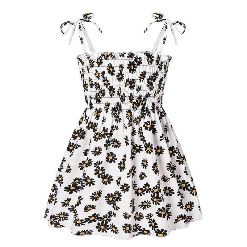Girls Sleeveless Flower Sundress Summer Beach Strap Princess Dress Cotton Children Clothes girls Casual Dresses