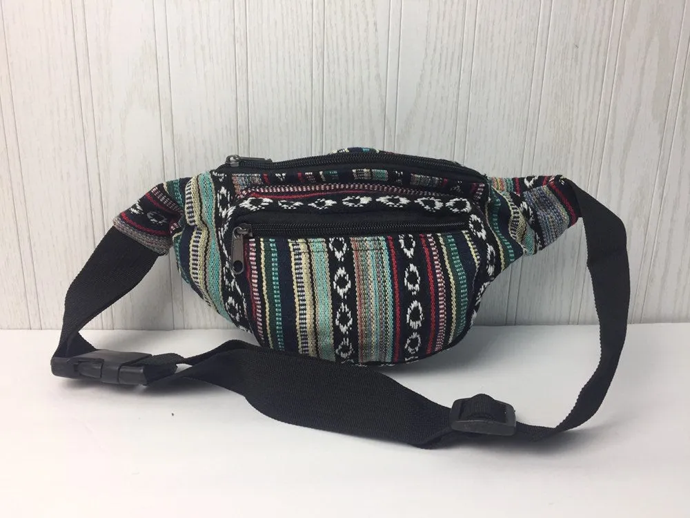 Himalayan Cotton Gheri Fanny Pack | Waist Pack | Hip Pack | Bum Bag | Men Women | Tribal Print | Fair Trade | Handmade in Nepal