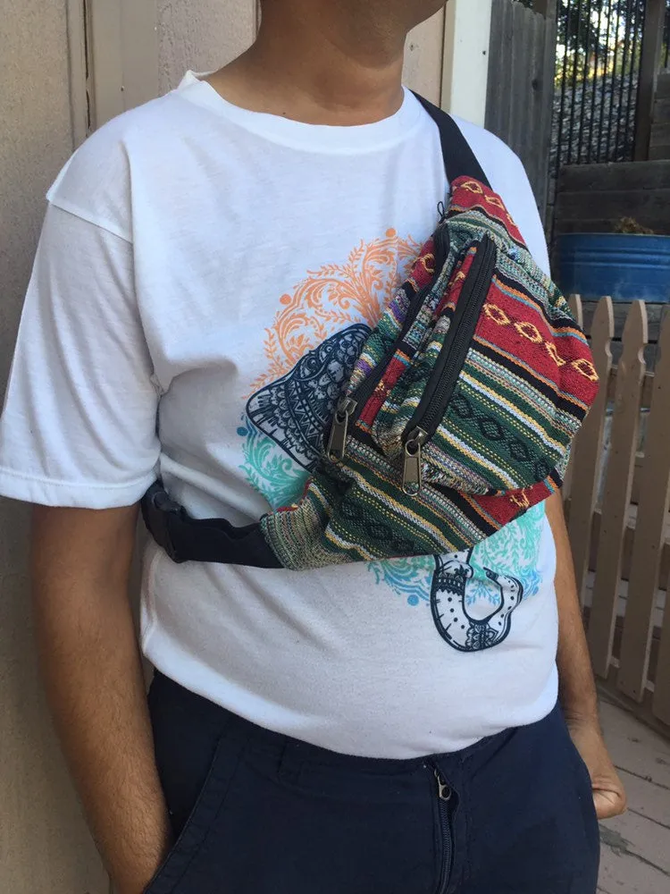 Himalayan Cotton Gheri Fanny Pack | Waist Pack | Hip Pack | Bum Bag | Men Women | Tribal Print | Fair Trade | Handmade in Nepal