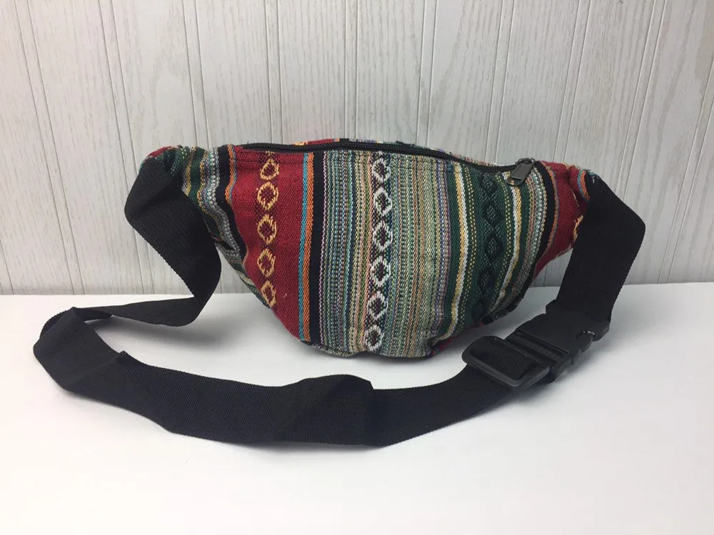 Himalayan Cotton Gheri Fanny Pack | Waist Pack | Hip Pack | Bum Bag | Men Women | Tribal Print | Fair Trade | Handmade in Nepal