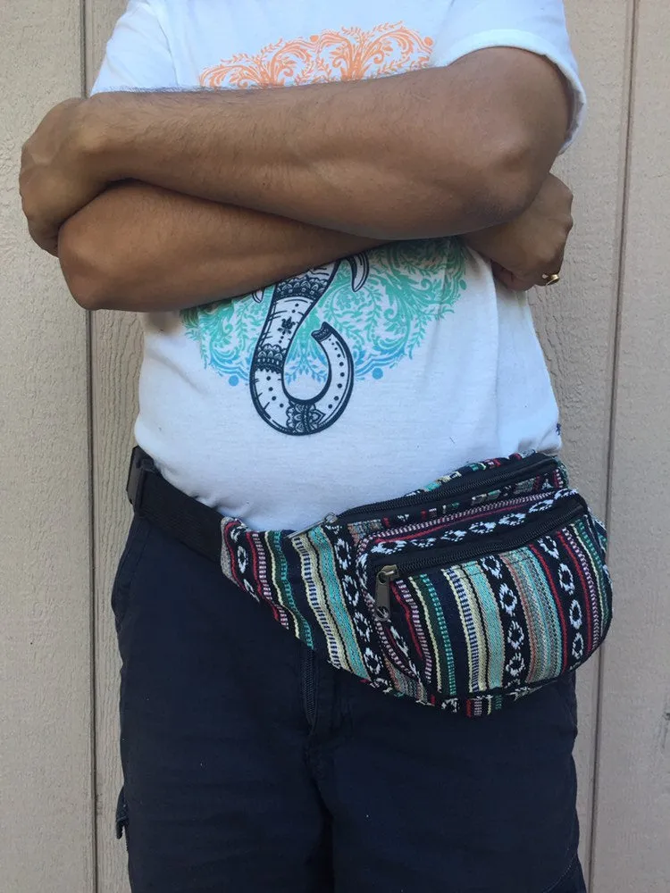 Himalayan Cotton Gheri Fanny Pack | Waist Pack | Hip Pack | Bum Bag | Men Women | Tribal Print | Fair Trade | Handmade in Nepal