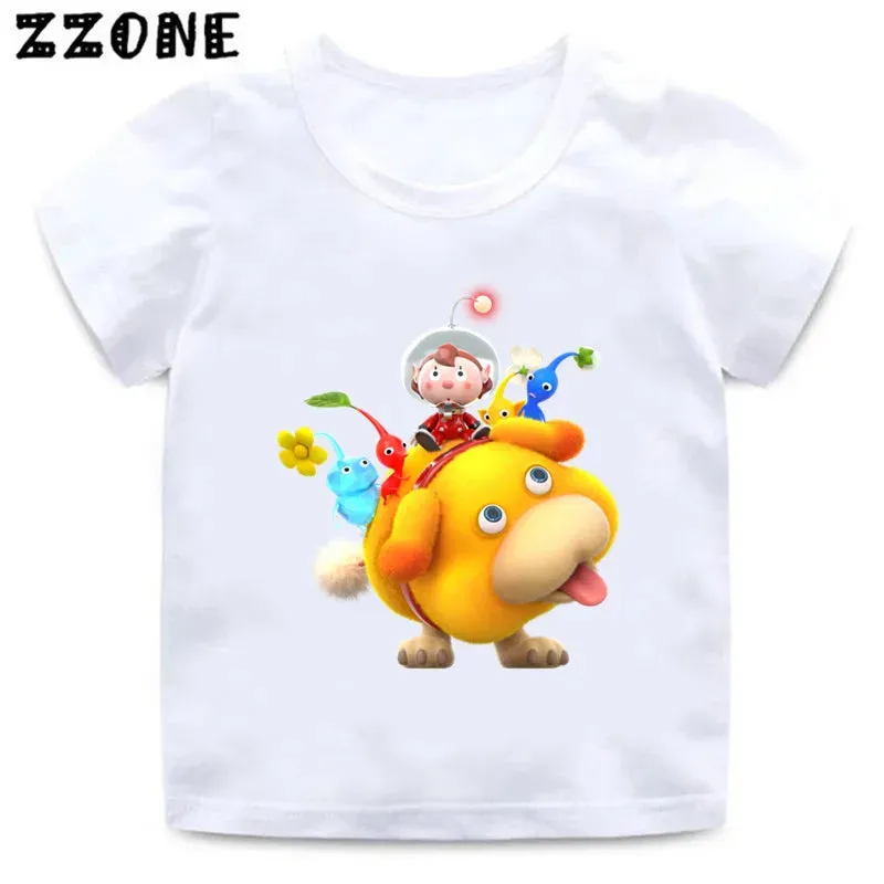 Hot Sale Video Game Pikmin 4 Print Cartoon Kids T-Shirts Cute Funny Girls Clothes Baby Boys T shirt Summer Children Tops,ooo5868