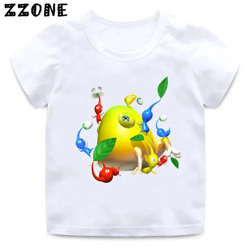 Hot Sale Video Game Pikmin 4 Print Cartoon Kids T-Shirts Cute Funny Girls Clothes Baby Boys T shirt Summer Children Tops,ooo5868