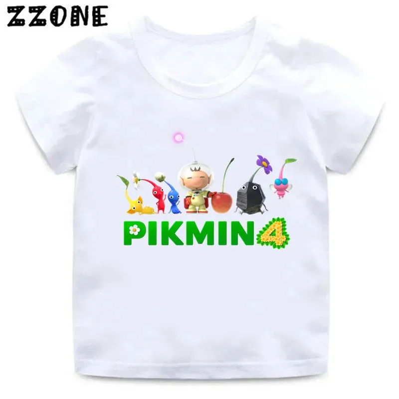 Hot Sale Video Game Pikmin 4 Print Cartoon Kids T-Shirts Cute Funny Girls Clothes Baby Boys T shirt Summer Children Tops,ooo5868