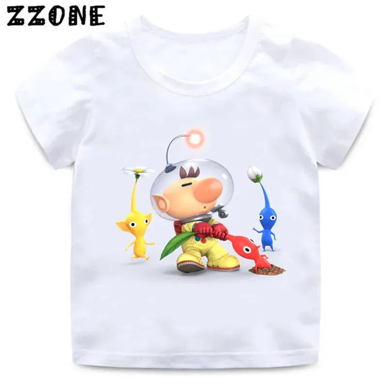 Hot Sale Video Game Pikmin 4 Print Cartoon Kids T-Shirts Cute Funny Girls Clothes Baby Boys T shirt Summer Children Tops,ooo5868