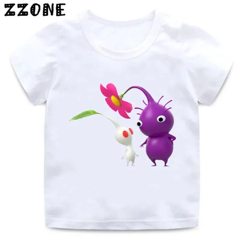 Hot Sale Video Game Pikmin 4 Print Cartoon Kids T-Shirts Cute Funny Girls Clothes Baby Boys T shirt Summer Children Tops,ooo5868