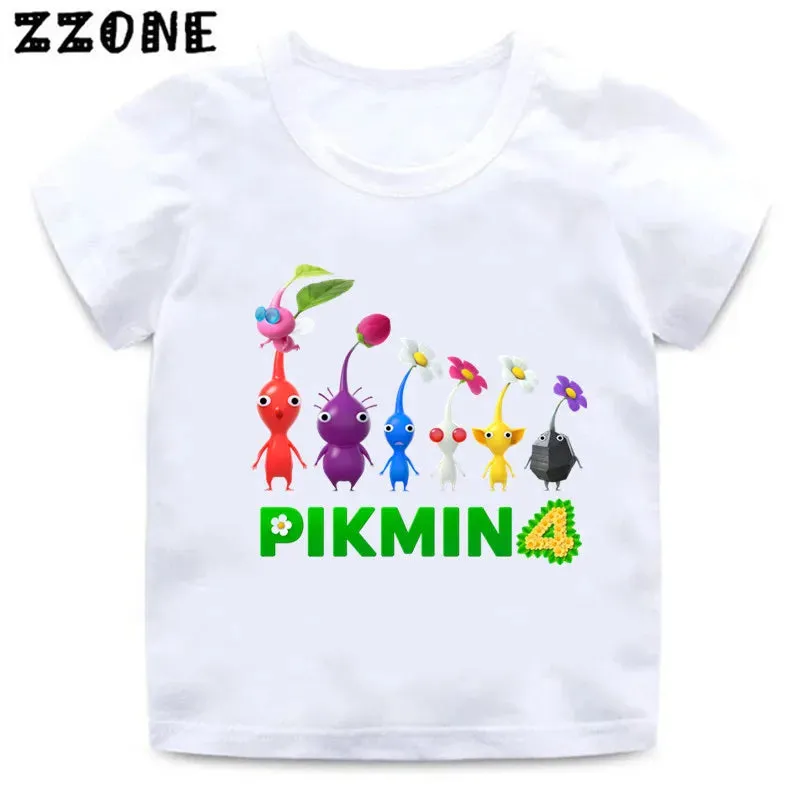 Hot Sale Video Game Pikmin 4 Print Cartoon Kids T-Shirts Cute Funny Girls Clothes Baby Boys T shirt Summer Children Tops,ooo5868