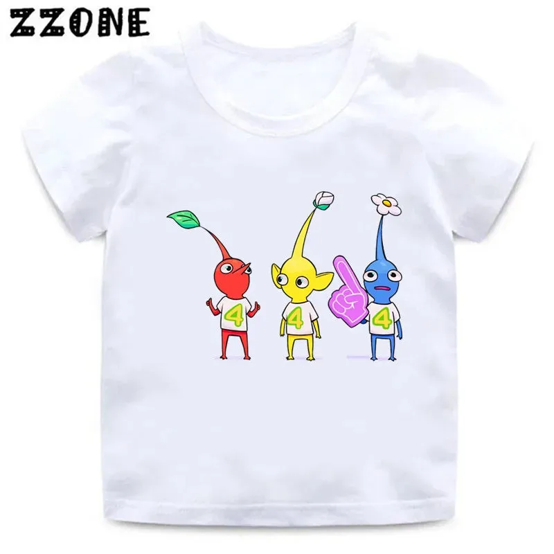 Hot Sale Video Game Pikmin 4 Print Cartoon Kids T-Shirts Cute Funny Girls Clothes Baby Boys T shirt Summer Children Tops,ooo5868