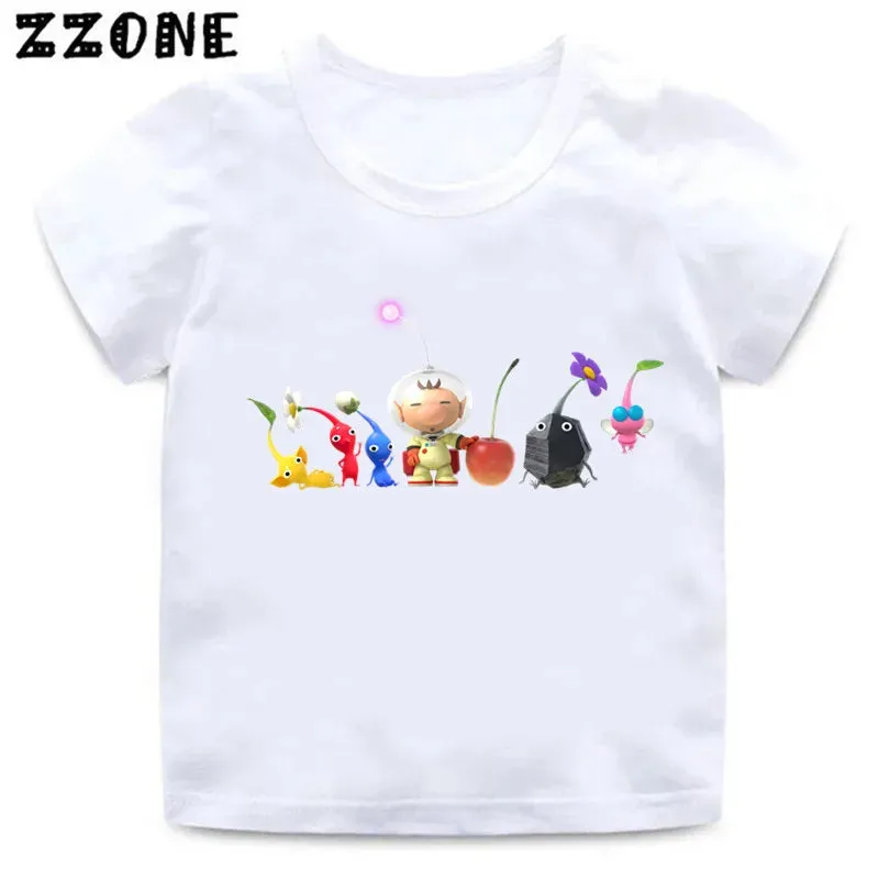 Hot Sale Video Game Pikmin 4 Print Cartoon Kids T-Shirts Cute Funny Girls Clothes Baby Boys T shirt Summer Children Tops,ooo5868