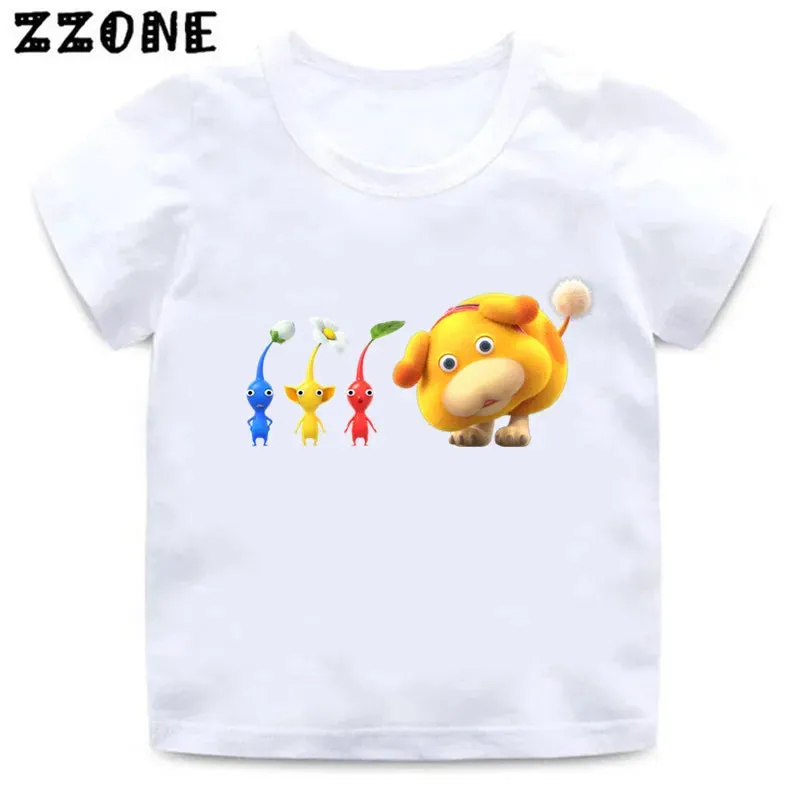 Hot Sale Video Game Pikmin 4 Print Cartoon Kids T-Shirts Cute Funny Girls Clothes Baby Boys T shirt Summer Children Tops,ooo5868