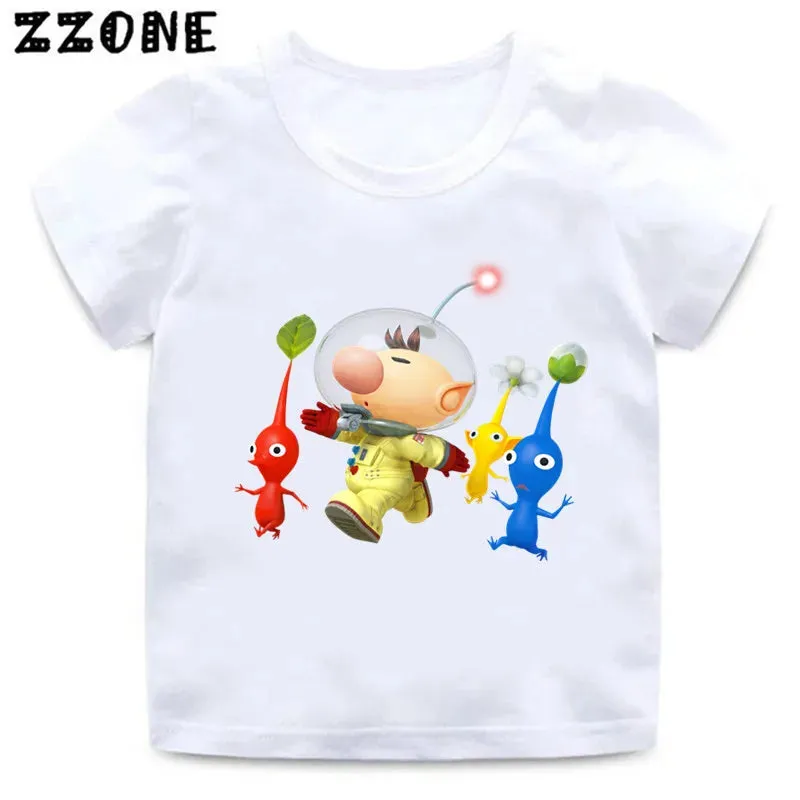 Hot Sale Video Game Pikmin 4 Print Cartoon Kids T-Shirts Cute Funny Girls Clothes Baby Boys T shirt Summer Children Tops,ooo5868