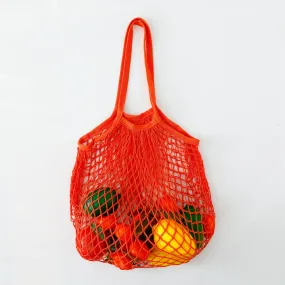 Kuber Industries Pack of 3 Grocery Bags | Reusable Storage Bags | Cotton Net Mesh Bags | Ideal for Vegetables & Fruits | Market Bag | Portable Shopping Bag | Handbags for Storage | CMG005-ORG |Orange