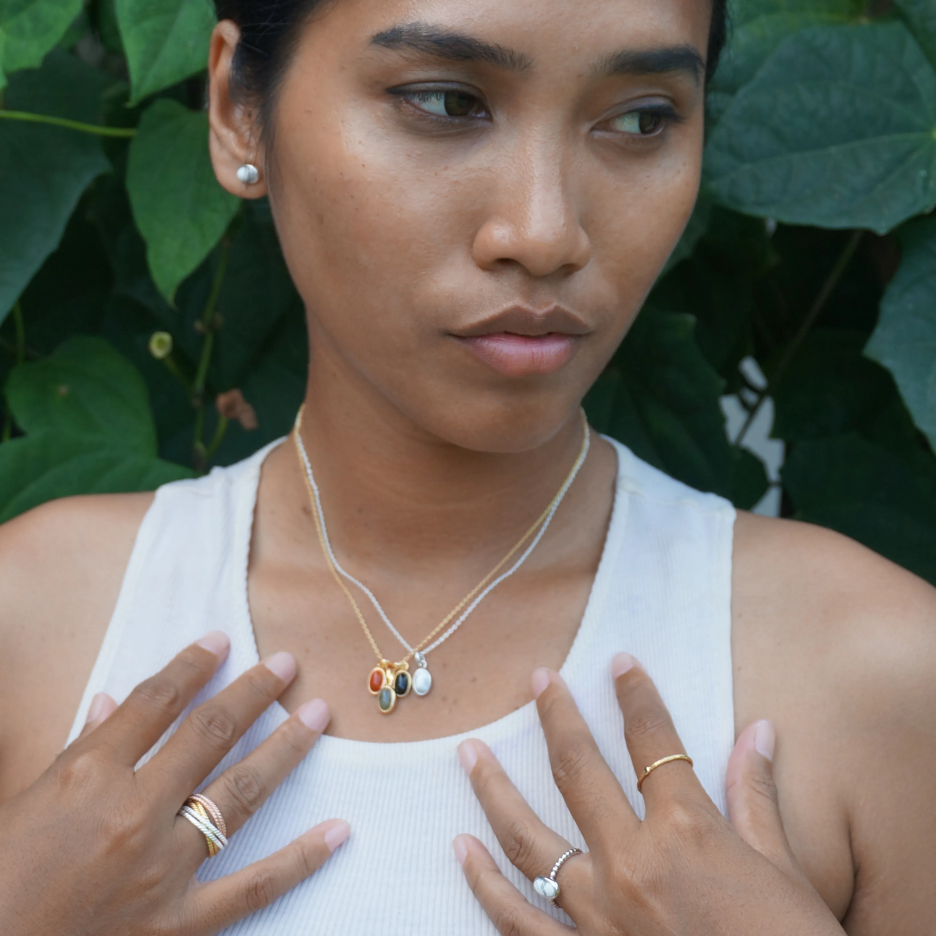 LUNA Round Pendant Earrings