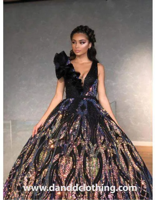 Luxury Violet Shiny Evening Dress