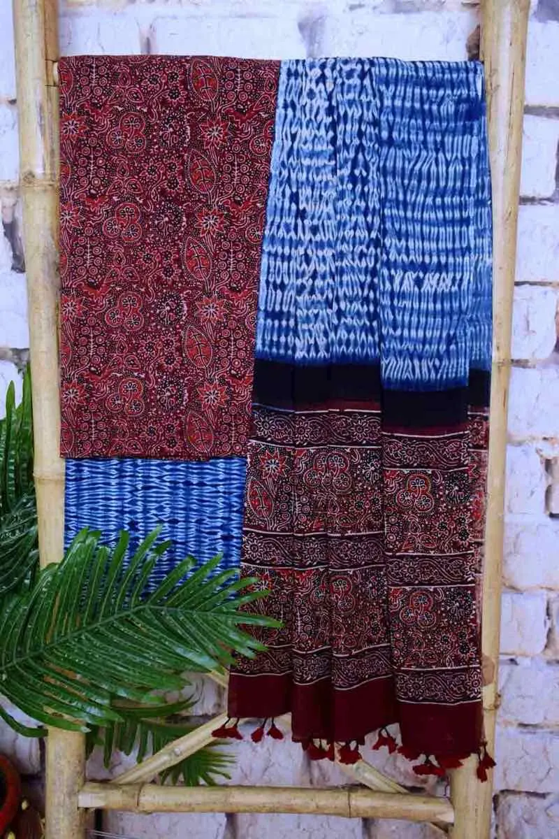 Maroon Special Ajrakh Shibori Cotton Suit
