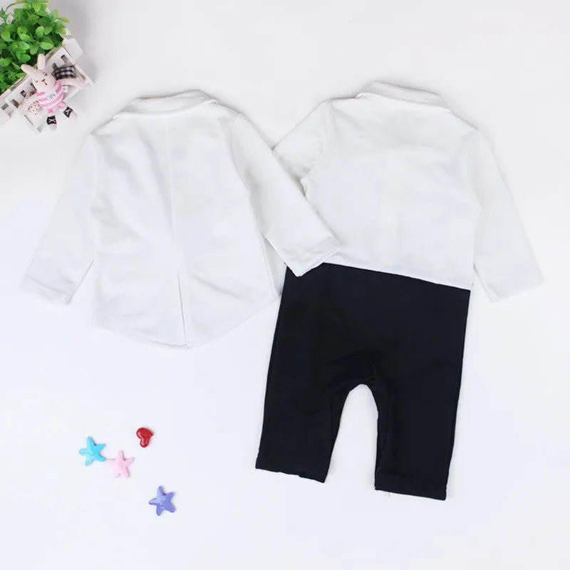 New Infant Baby Boy Suit Clothing Set Black Gentleman Style Long Sleeve Romper jacket Suit Menino De Roupas De Bebe Christening