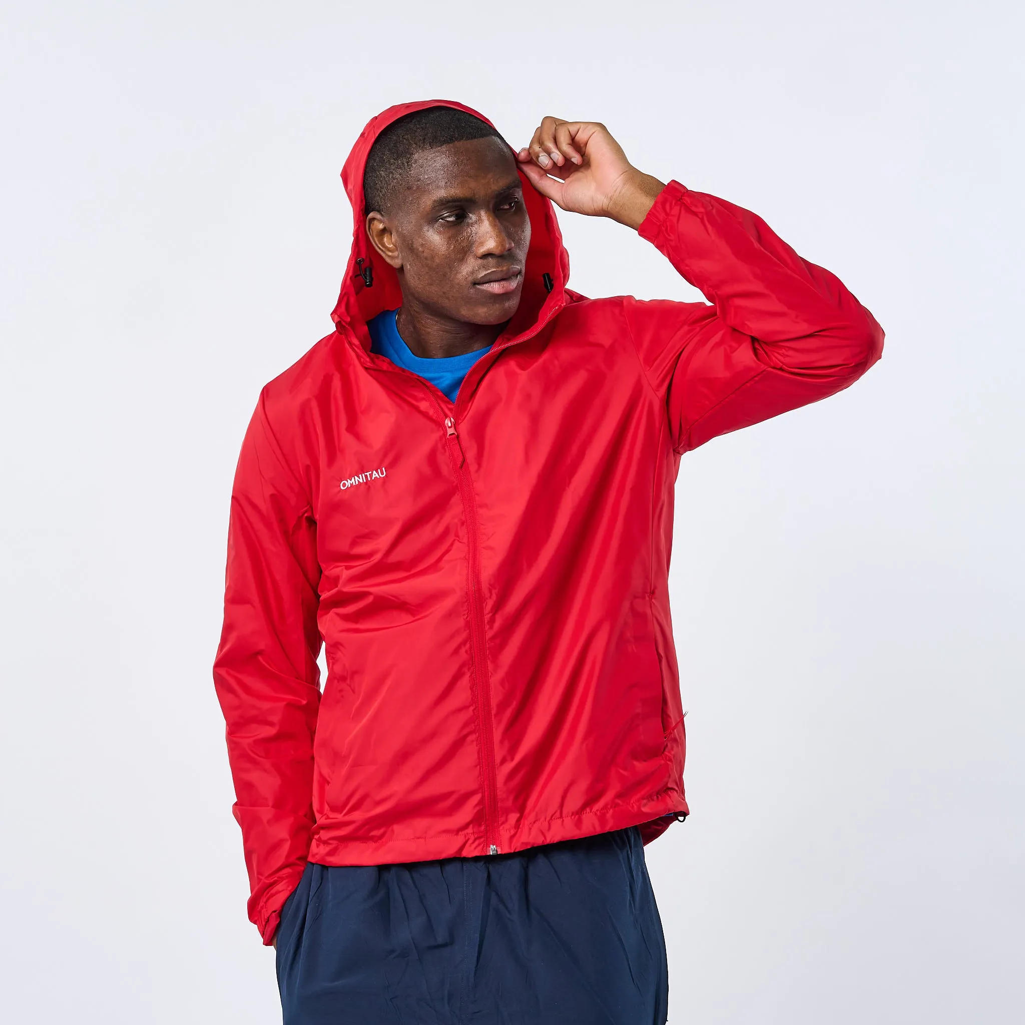Omnitau Men's Team Sports Recycled Spray Jacket - Red
