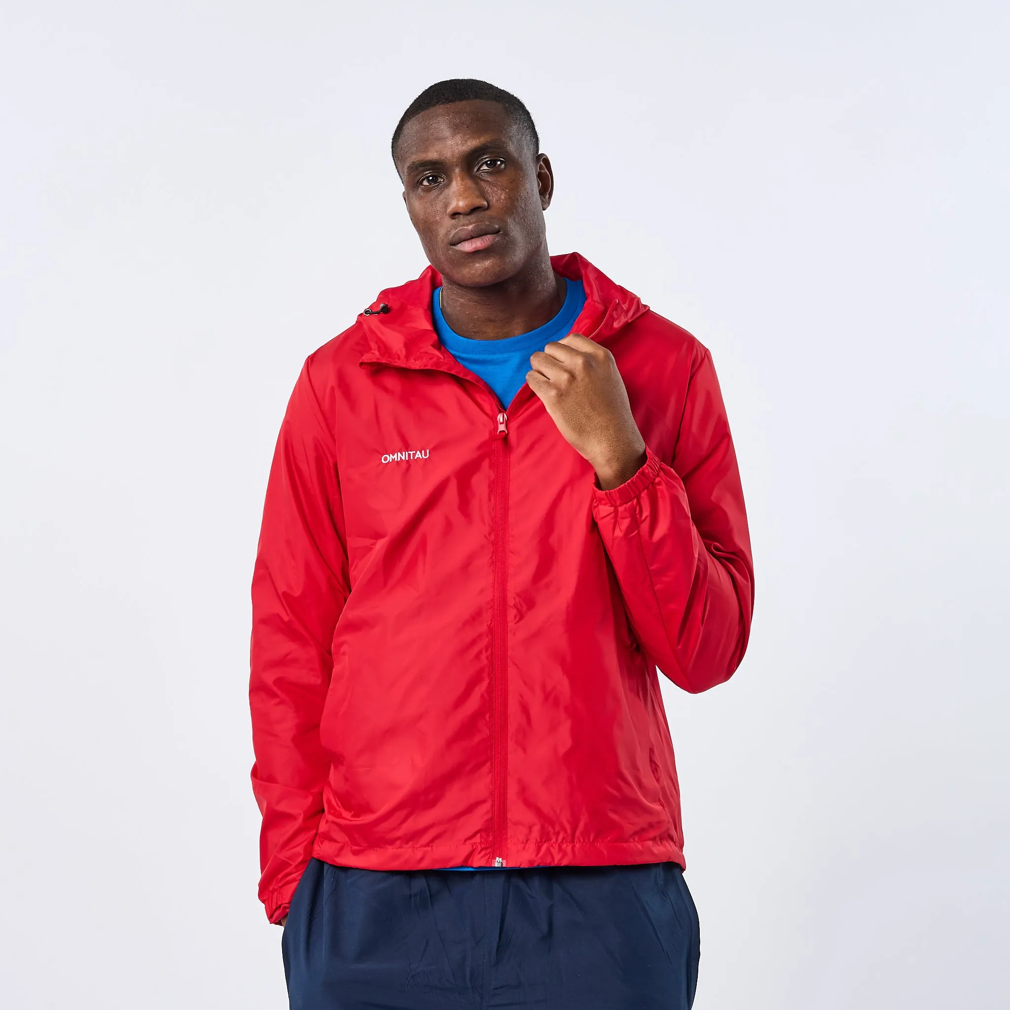 Omnitau Men's Team Sports Recycled Spray Jacket - Red