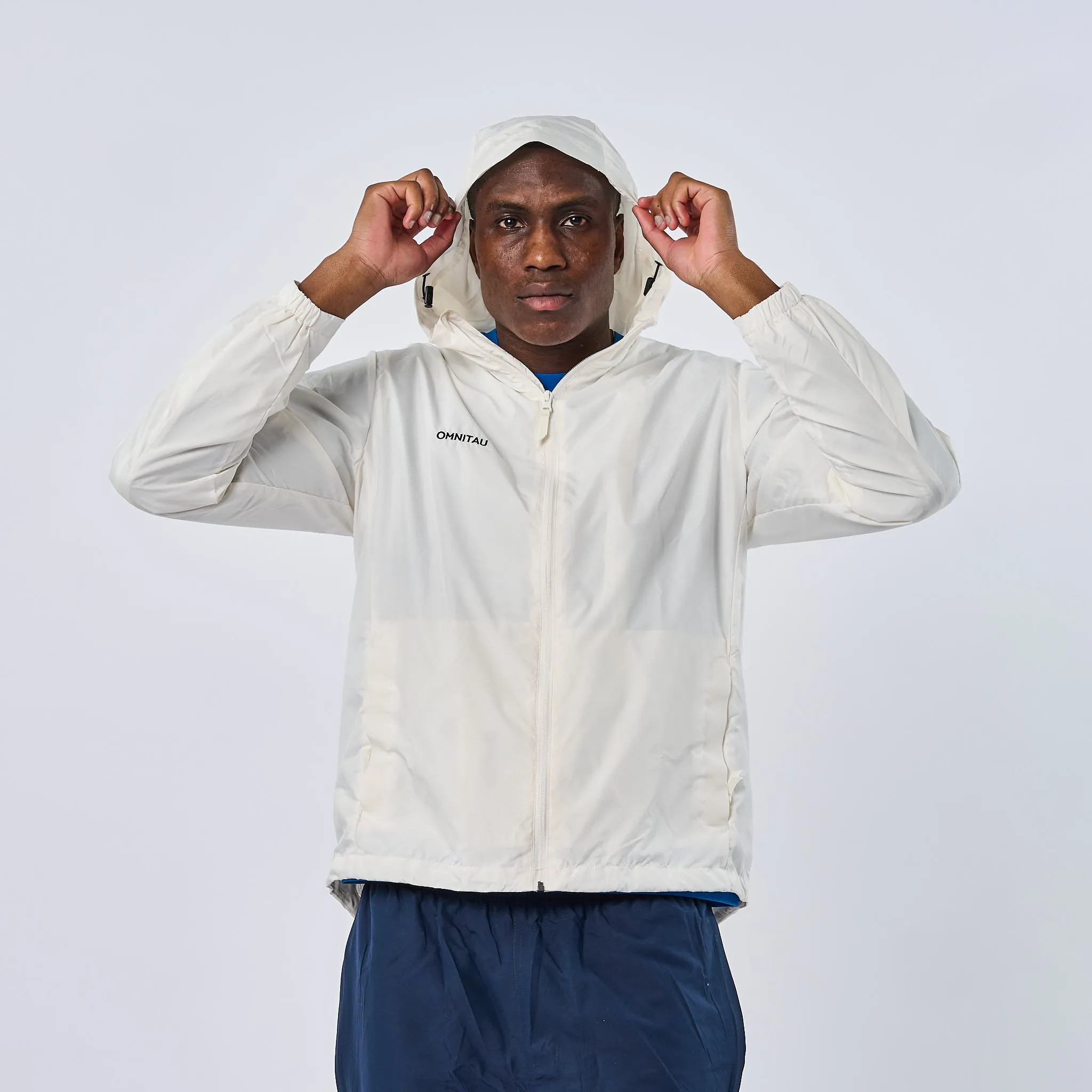 Omnitau Men's Team Sports Recycled Spray Jacket - White