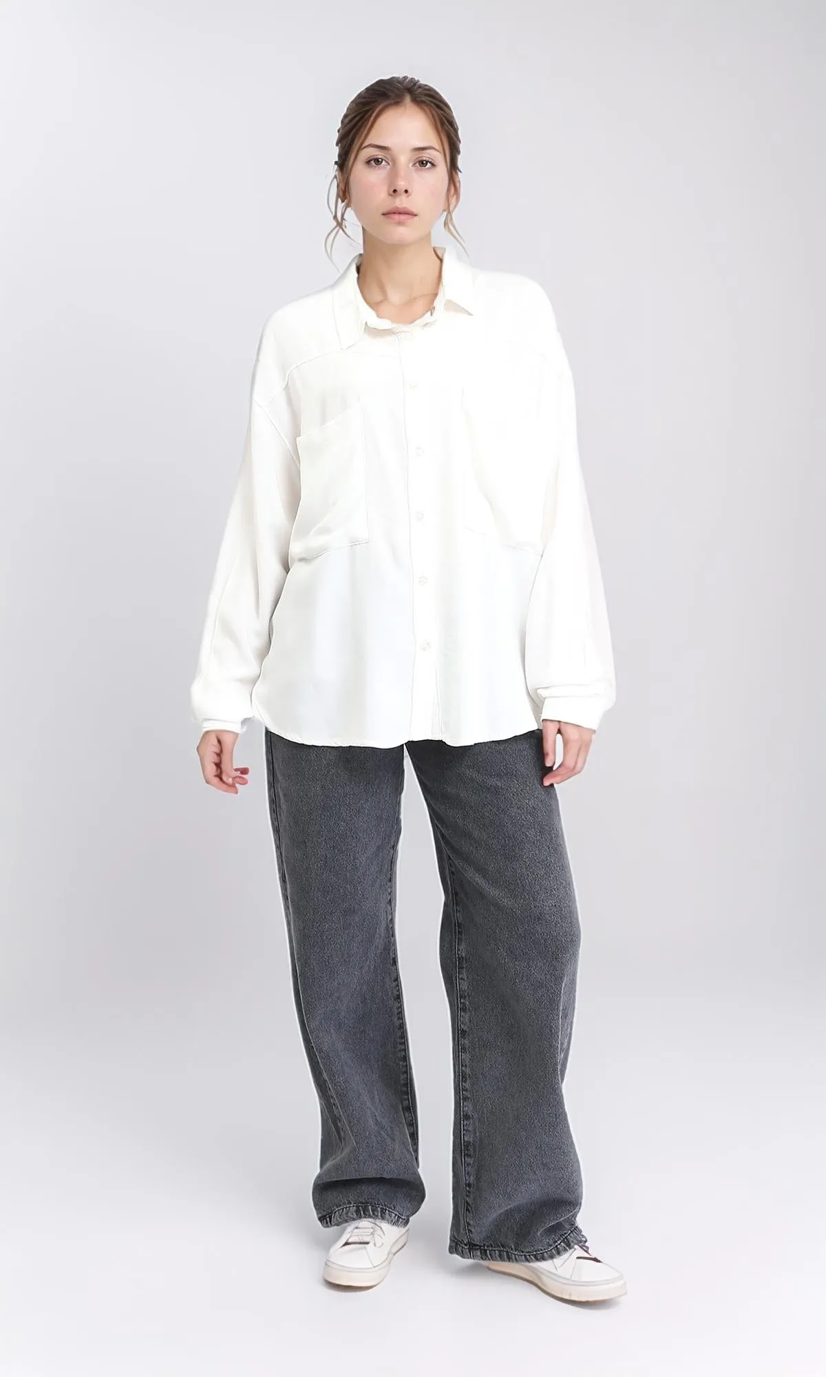 R209115 - Solid shirt with Patched Pockets - Off-White