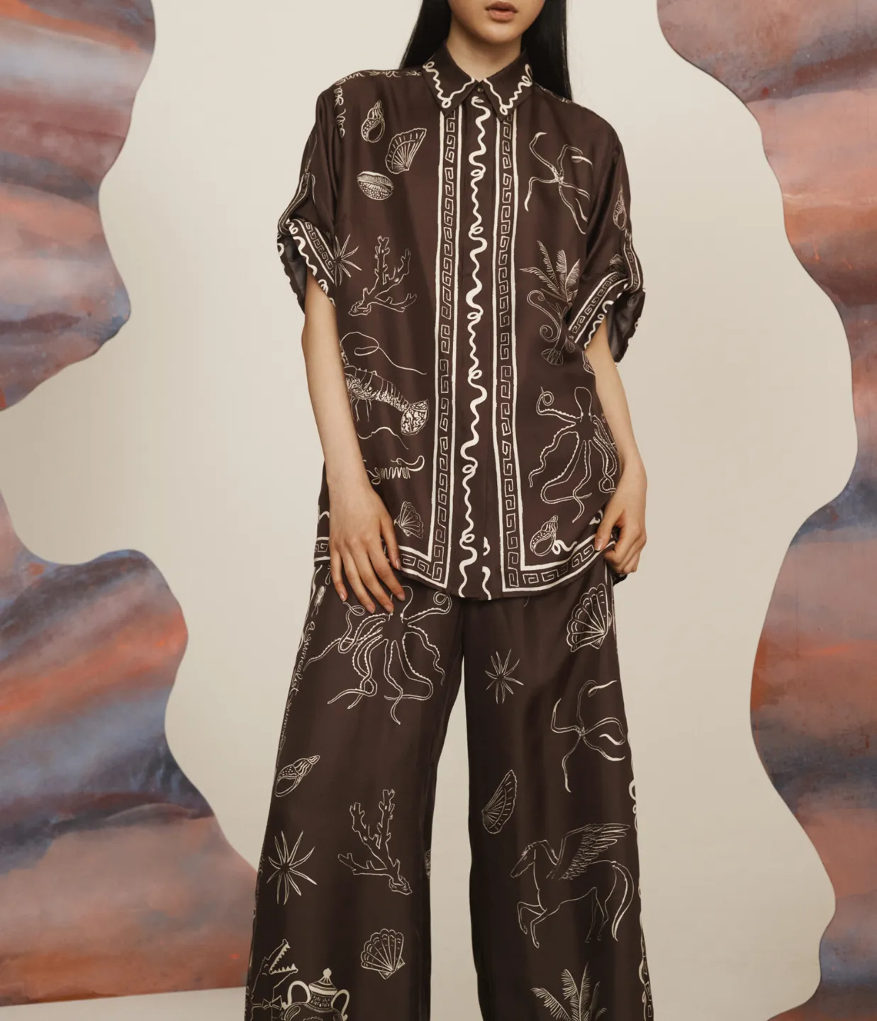 Sammy Silk Shirt in Chocolate