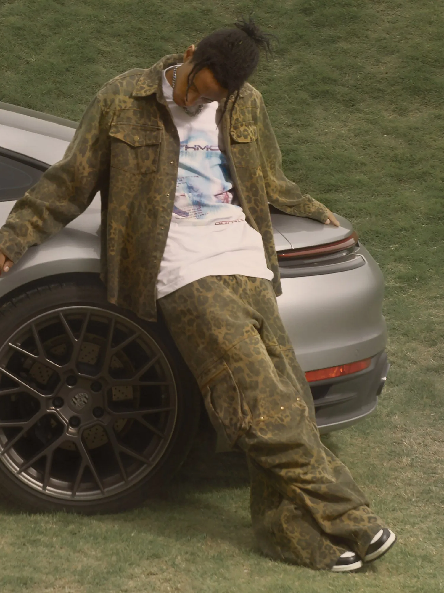 Sneakerhill Leopard Print Distressed Washed Patchwork Suit - 1971